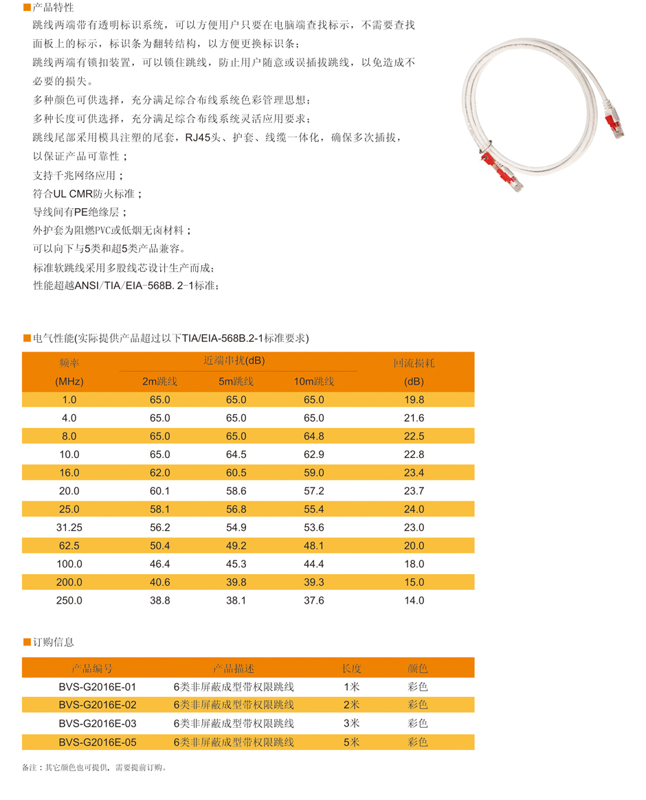 Cat.6四对非屏蔽智能导光定位网络跳线